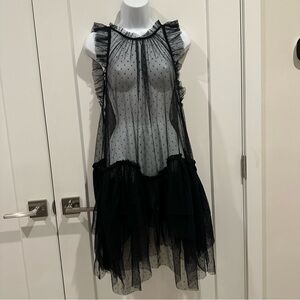 Free people lace black tiered dress large sleeveless